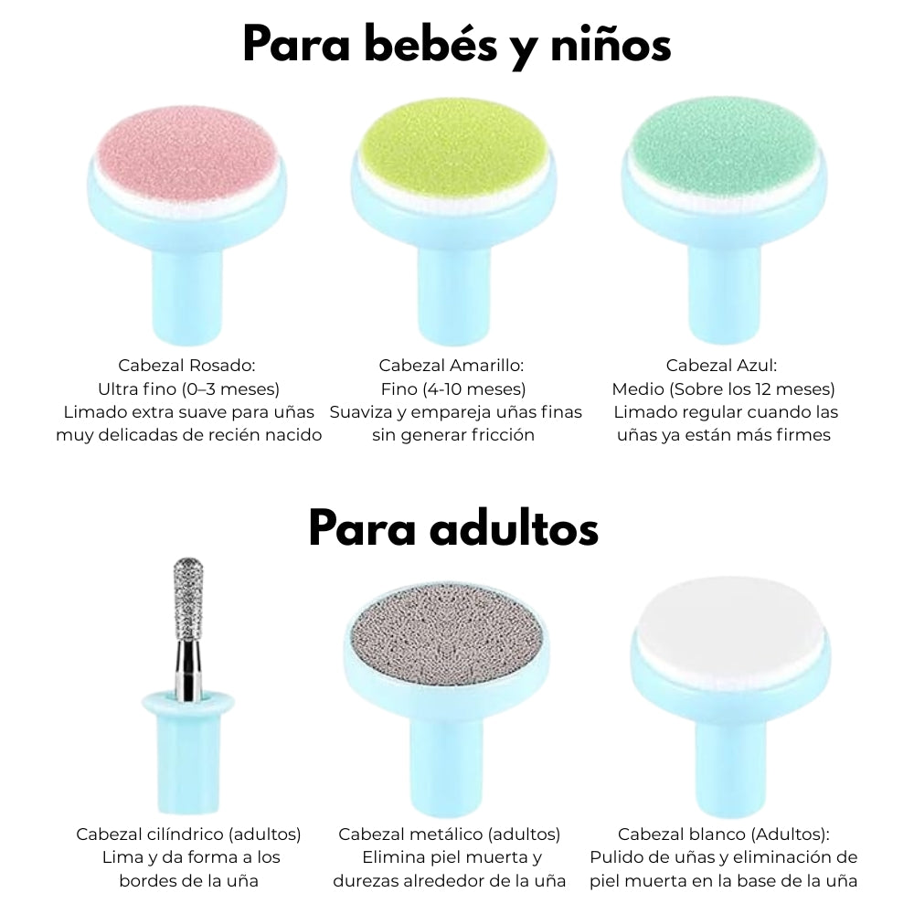 Lima Eléctrica de Uñas para Bebé | Suave, Silenciosa y Segura