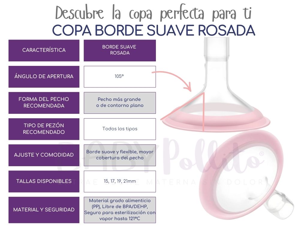 1 unidad Copa Borde Suave Rosada