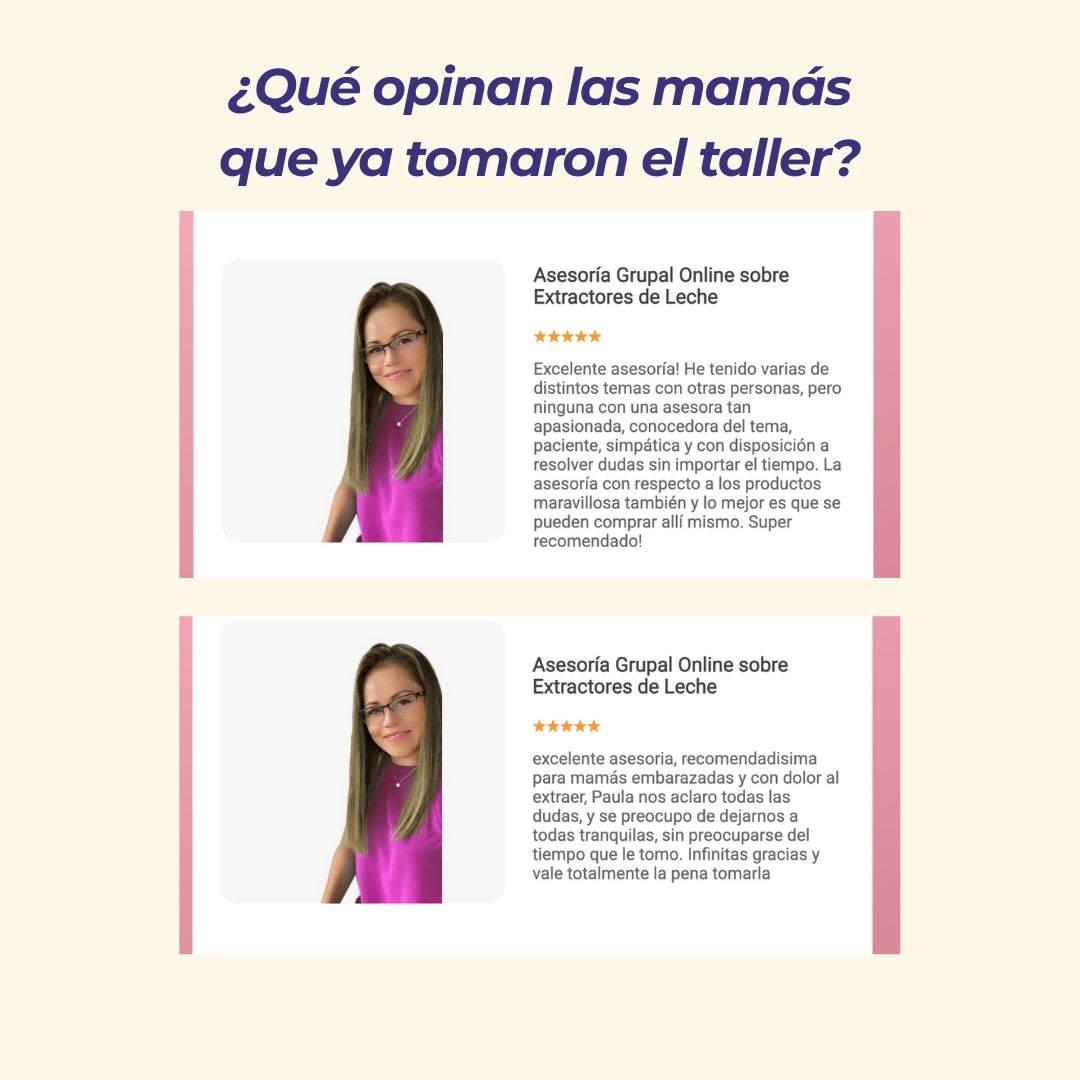 Asesoría Grupal Online sobre Extractores de Leche