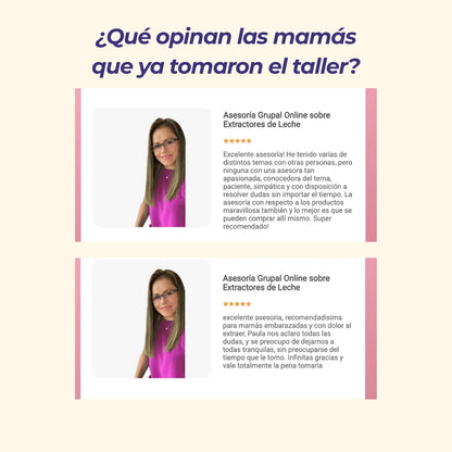 Asesoría Grupal Online sobre Extractores de Leche