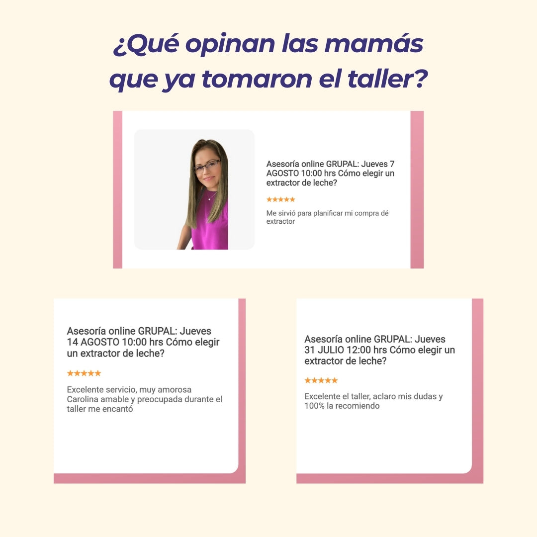 Asesoría Grupal Online sobre Extractores de Leche