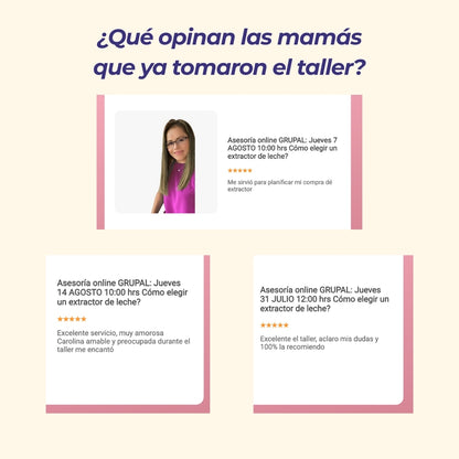 Asesoría Grupal Online sobre Extractores de Leche